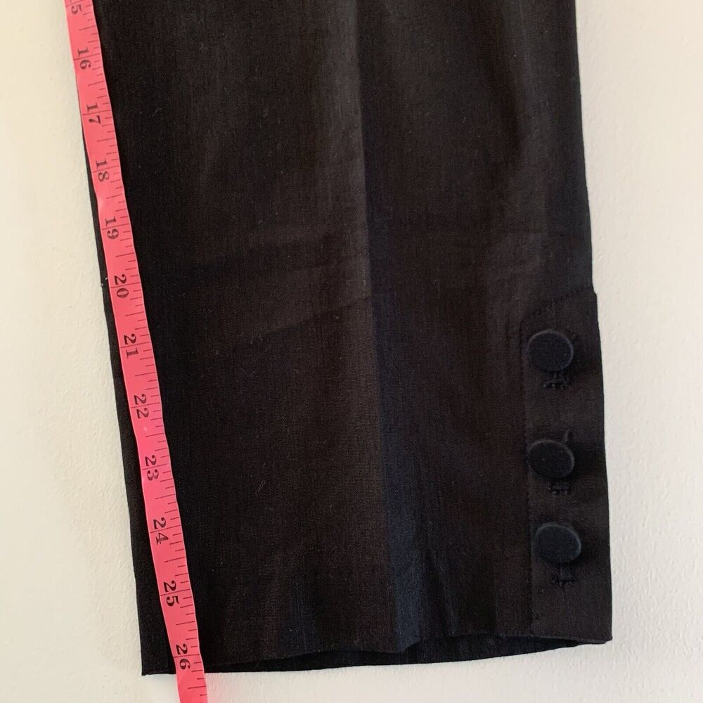Women's Linen Straight Leg Ankle Pants in Black - Picture 9 of 9